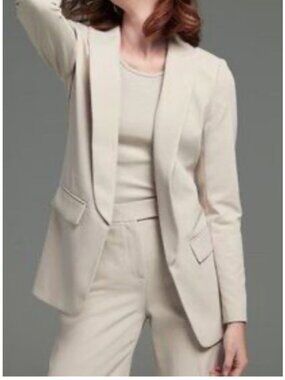 White House Black Market Women's Sz 8 Beige Blazer Tailored Fit Blend Jacket